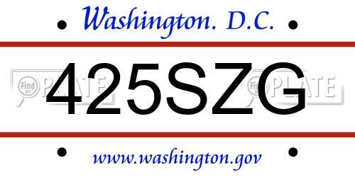 425SZG District Of Columbia License Plate