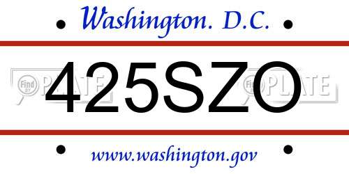 425SZO District Of Columbia License Plate