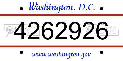 4262926 District Of Columbia License Plate