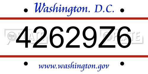 42629Z6 District Of Columbia License Plate