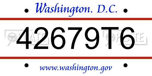 42679T6 District Of Columbia License Plate