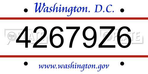 42679Z6 District Of Columbia License Plate