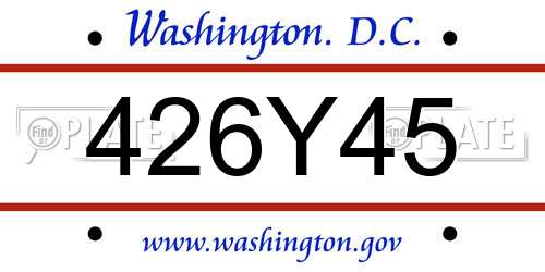 426Y45 District Of Columbia License Plate