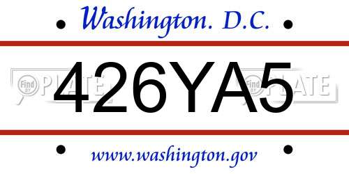 426YA5 District Of Columbia License Plate
