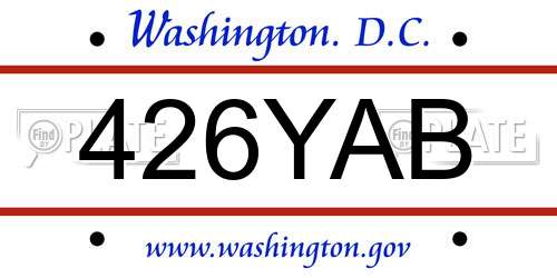 426YAB District Of Columbia License Plate