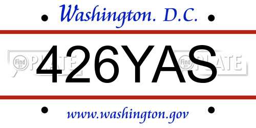 426YAS District Of Columbia License Plate