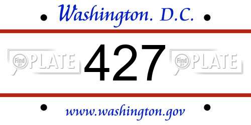 427 District Of Columbia License Plate