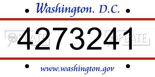 4273241 District Of Columbia License Plate
