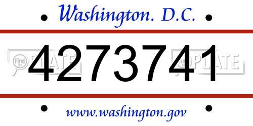 4273741 District Of Columbia License Plate