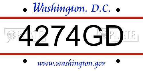 4274GD District Of Columbia License Plate
