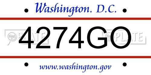 4274GO District Of Columbia License Plate