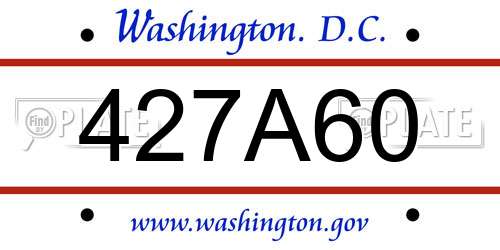 427A60 District Of Columbia License Plate