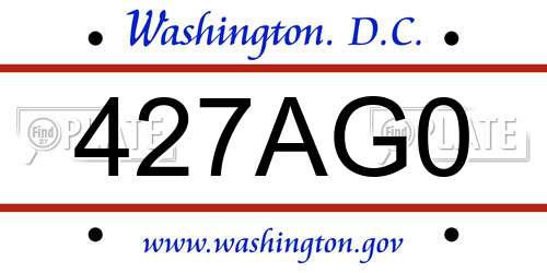 427AG0 District Of Columbia License Plate