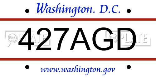 427AGD District Of Columbia License Plate