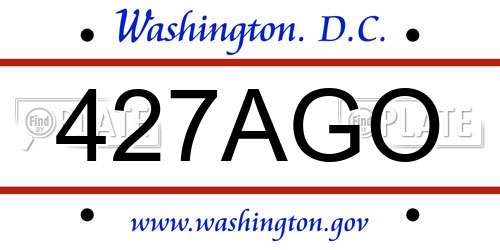 427AGO District Of Columbia License Plate