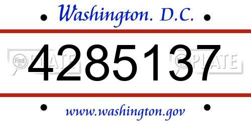 4285137 District Of Columbia License Plate