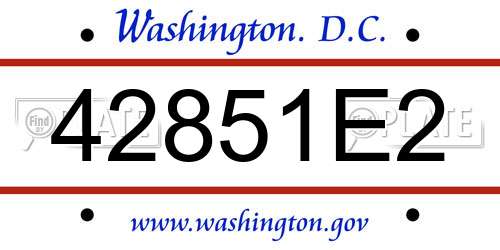 42851E2 District Of Columbia License Plate