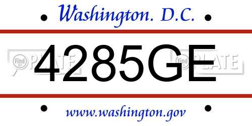 4285GE District Of Columbia License Plate