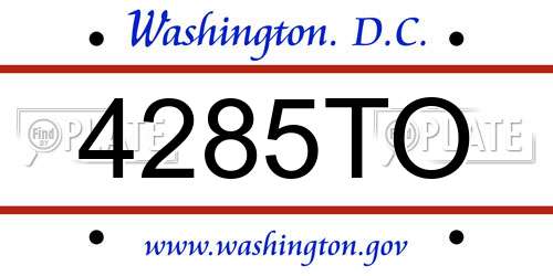 4285TO District Of Columbia License Plate