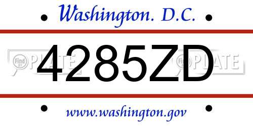 4285ZD District Of Columbia License Plate