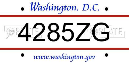 4285ZG District Of Columbia License Plate