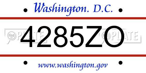4285ZO District Of Columbia License Plate
