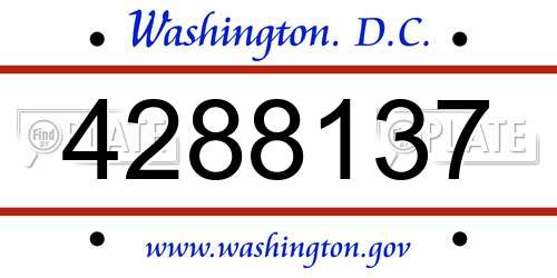 4288137 District Of Columbia License Plate