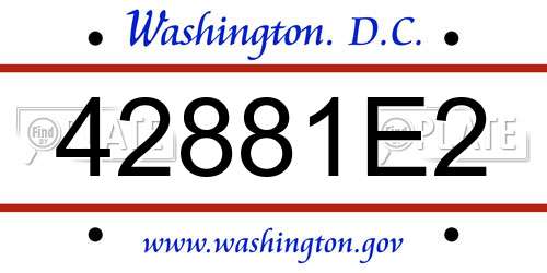 42881E2 District Of Columbia License Plate