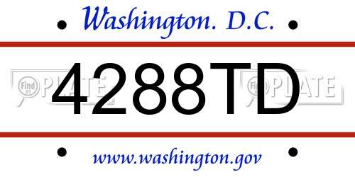 4288TD District Of Columbia License Plate