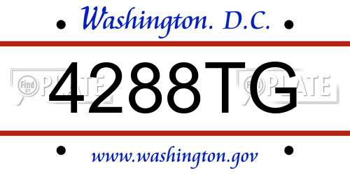 4288TG District Of Columbia License Plate