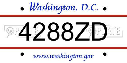 4288ZD District Of Columbia License Plate