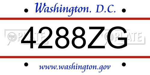 4288ZG District Of Columbia License Plate