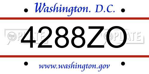 4288ZO District Of Columbia License Plate