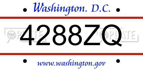 4288ZQ District Of Columbia License Plate