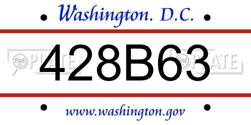 428B63 District Of Columbia License Plate
