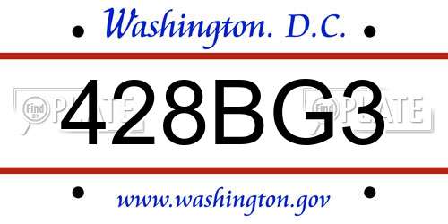 428BG3 District Of Columbia License Plate