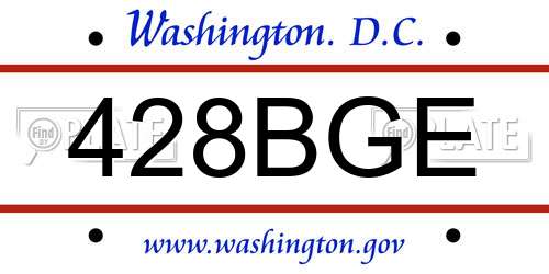 428BGE District Of Columbia License Plate