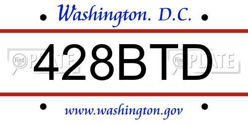428BTD District Of Columbia License Plate