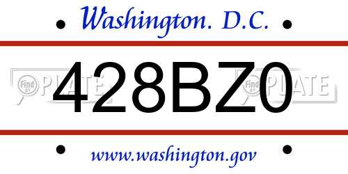 428BZ0 District Of Columbia License Plate