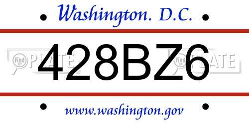 428BZ6 District Of Columbia License Plate