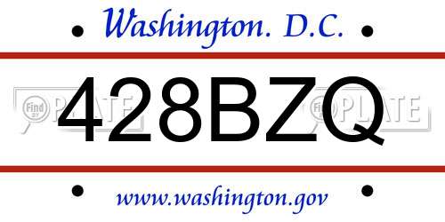 428BZQ District Of Columbia License Plate