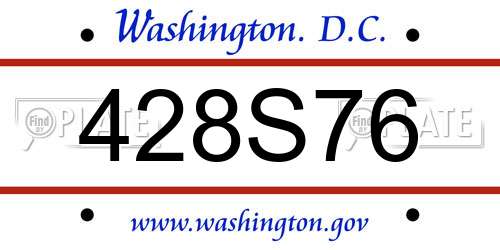 428S76 District Of Columbia License Plate
