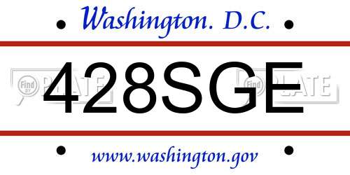 428SGE District Of Columbia License Plate