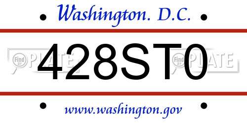 428ST0 District Of Columbia License Plate