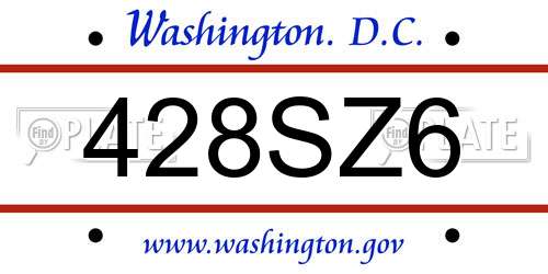 428SZ6 District Of Columbia License Plate