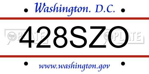 428SZO District Of Columbia License Plate