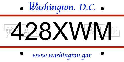 428XWM District Of Columbia License Plate