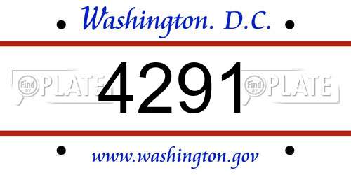4291 District Of Columbia License Plate