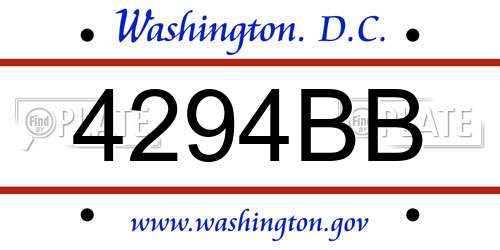 4294BB District Of Columbia License Plate