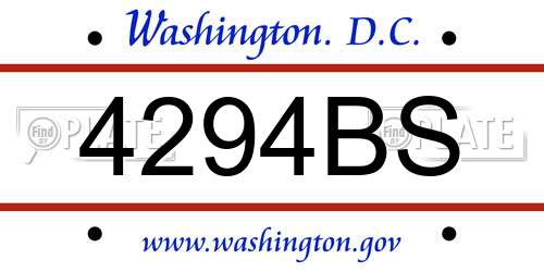 4294BS District Of Columbia License Plate